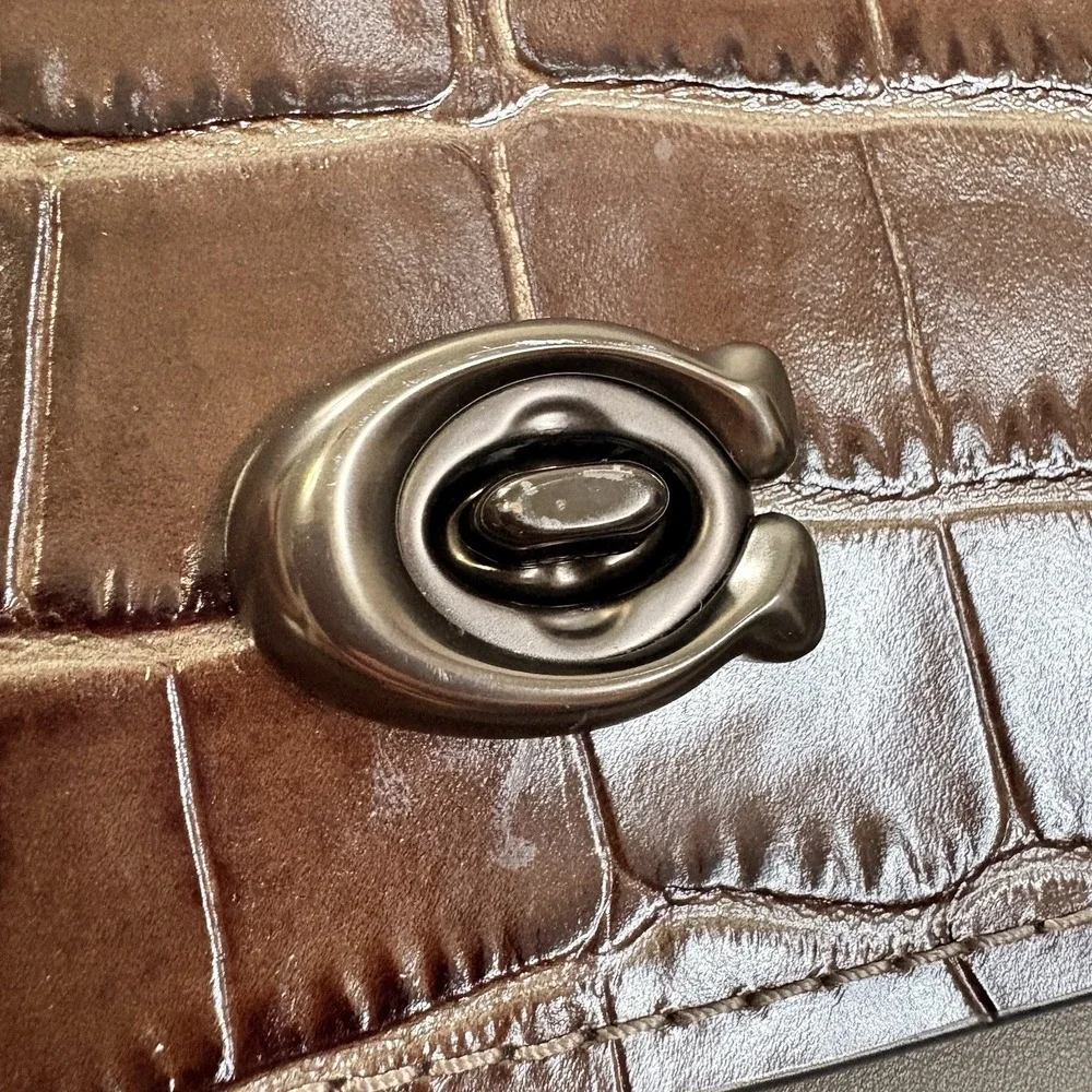 Leather Coach‎ Purse Crocodile Embossed Parker 32 Bag No Strap EUC Designer